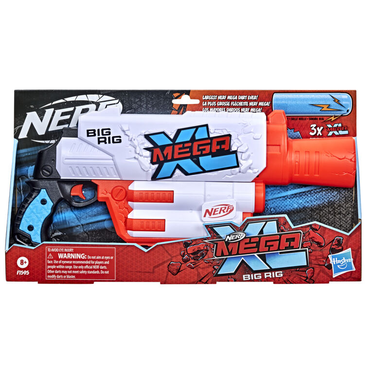 Nerf Mega XL, blaster Big Rig, 3 fléchettes sifflantes Nerf Mega XL