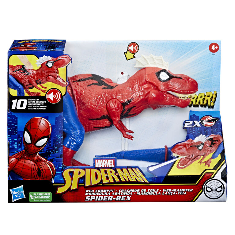 Marvel Spider-Man Web Chompin' Spider-Rex Action Figure, Sounds and Dino Blast Action