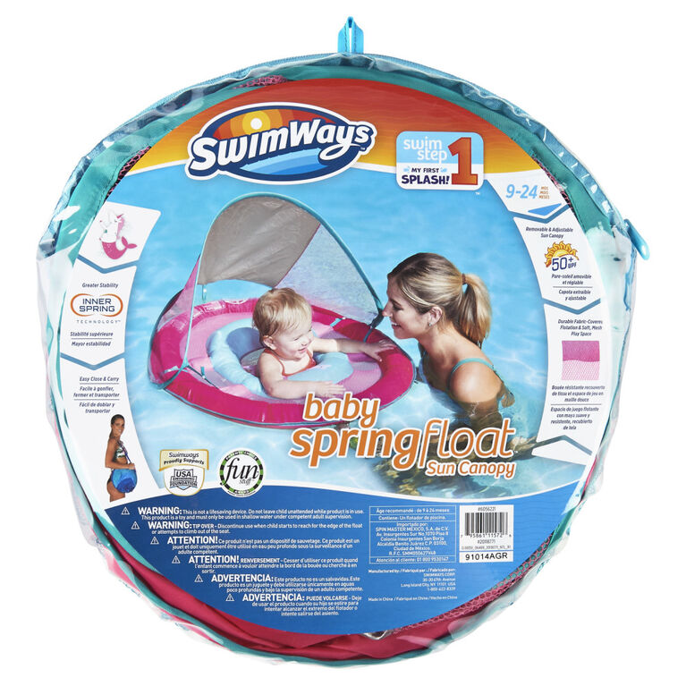 SwimWays Baby Spring Float Sun Canopy - Pink Mermaid Unicorn