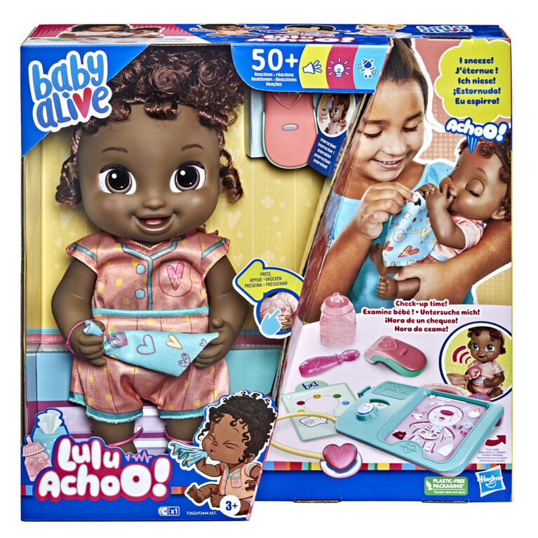 Baby Alive Lulu Achoo Doll, 12-Inch Interactive Doctor Play Toy, Black Hair