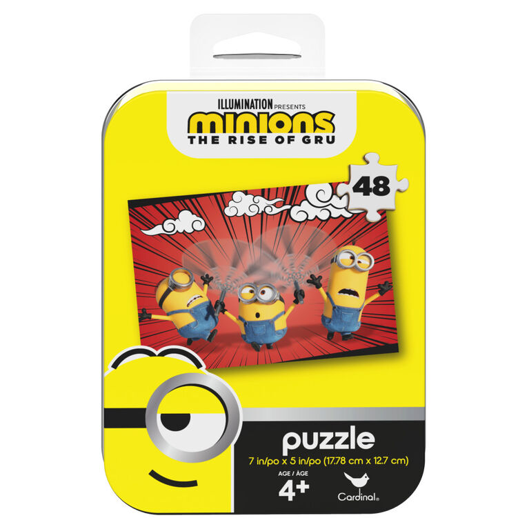 Minions, The Rise of Gru , Puzzle de 48 pièces Despicable Me, produit officiel jaune du film avec boîte en métal