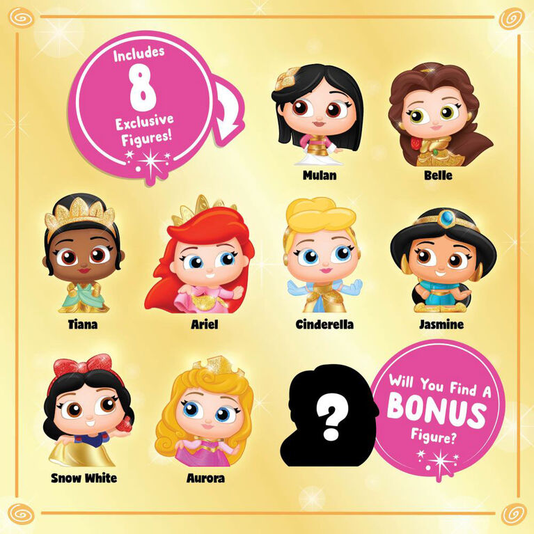 Disney Doorables Glitter et Gold Princess Collection Peek, Inclut 8 Mini Figurines Exclusive, Les Styles Peuvent Varier