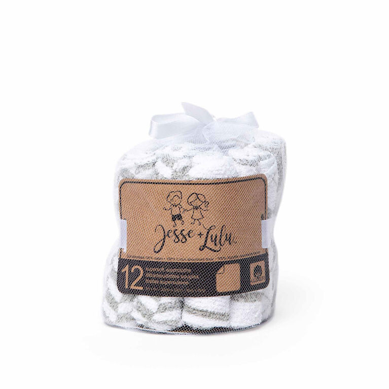 Jesse & Lulu 12-Pack Argyle Theme Washcloth: Grey