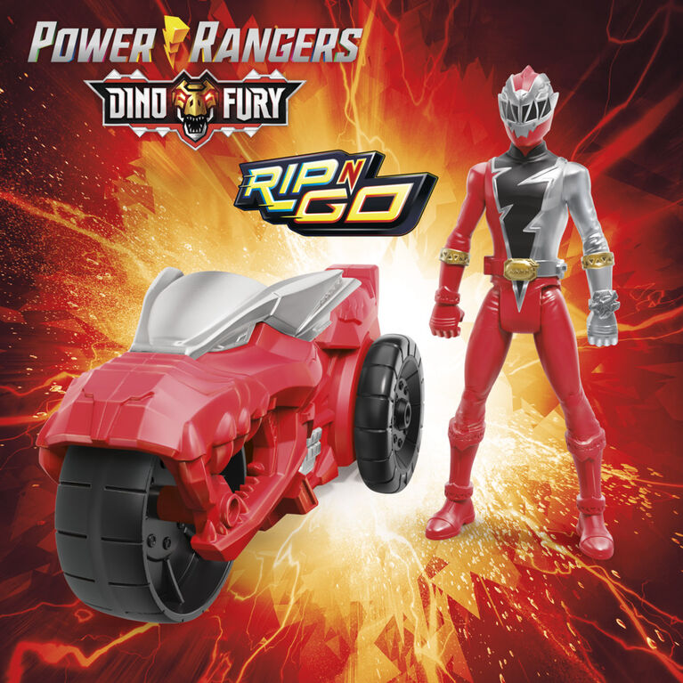 Power Rangers Dino Fury Rip N Go T-Rex Battle Rider and Dino Fury Red Ranger