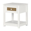 Bloom Table de chevet 1 tiroir Blanc et Faux rotin imprimé