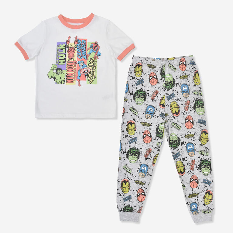 Avengers 2 Piece PJ Set White