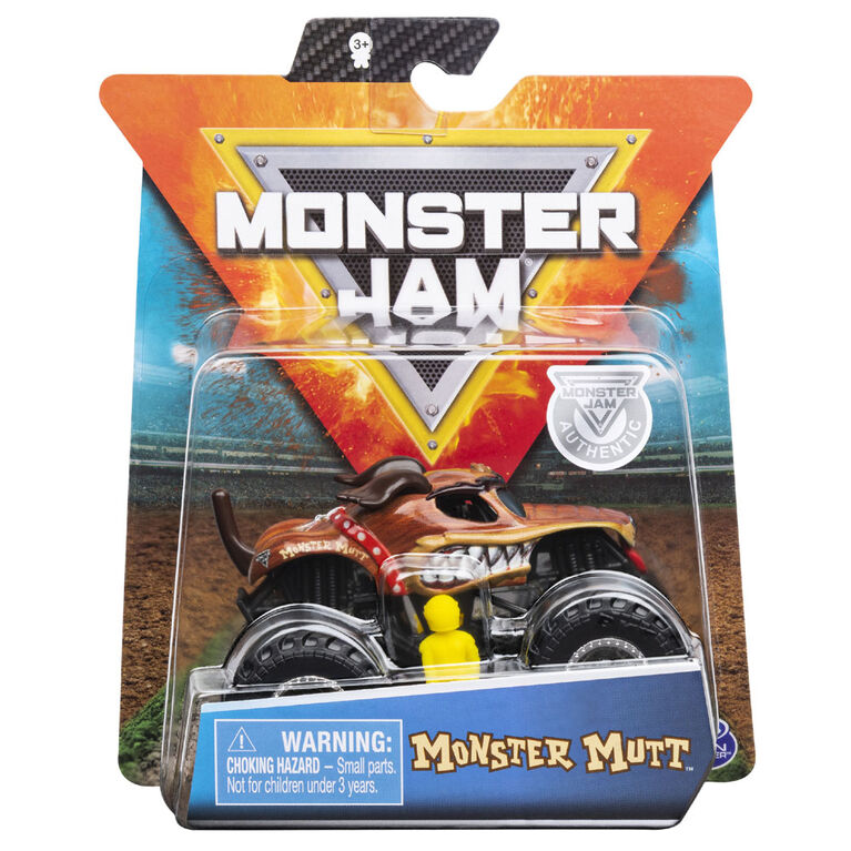 Monster Jam, Monster truck Monster Mutt officiel, véhicule en métal moulé, série Ruff Crowd, échelle 1:64