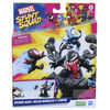 Marvel Stunt Squad Villain Knockdown Playset with Spider-Man, Miles Morales, and Venom 1.5 Inch Action Figures