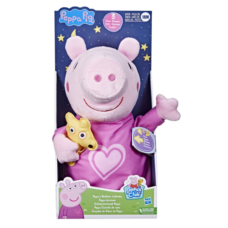 Peppa Pig Peluche Peppa berceuse, peluche de 28 cm avec ourson - Édition anglaise