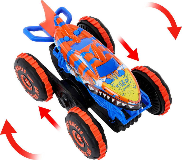 Hot Wheels Monster Trucks-V&eacute;hicule Tiger Shark Escaladeur-&agrave; piles