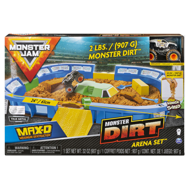 Monster Jam, Monster Dirt Arena 24-inch Playset with 2lbs of Monster Dirt and Exclusive 1:64 Scale Die-Cast Monster Jam Truck