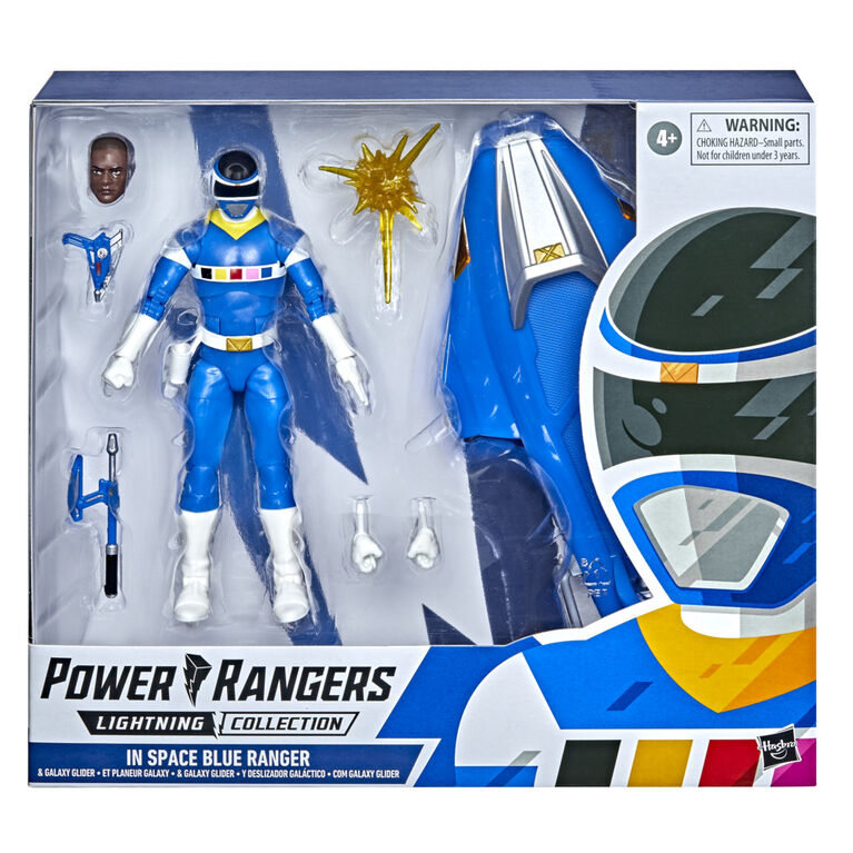 Power Rangers Lightning Collection, Ranger bleu de l'espace bleu et planeur Galaxy, figurine articulée premium de collection de 15 cm