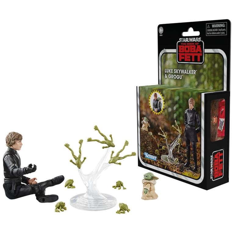 Star Wars The Vintage Collection, Luke Skywalker & Grogu, pack de 2 figurines de collection de 9,5 cm, Le livre de Boba Fett - Notre exclusivité