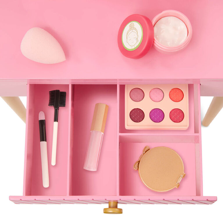 Our Generation Fabulous Fun Vanity Set Pink Vanity Table & Accessories for 18-inch Dolls