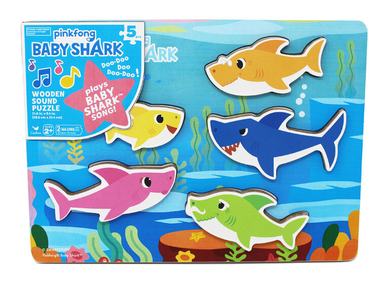 Baby Shark Chunky Wood Sound Puzzle - English Edition