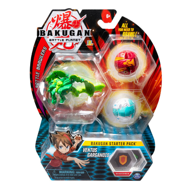 Bakugan Starter Pack 3-Pack, Ventus Garganoid, Collectible Transforming Creatures