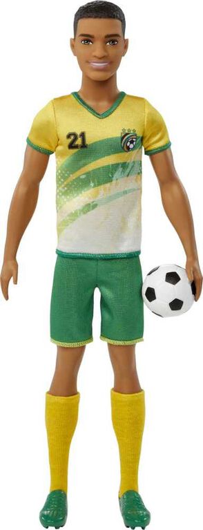 Ken Soccer Doll, Cropped Hair, #21 Uniform, Soccer Ball, Cleats,  Socks