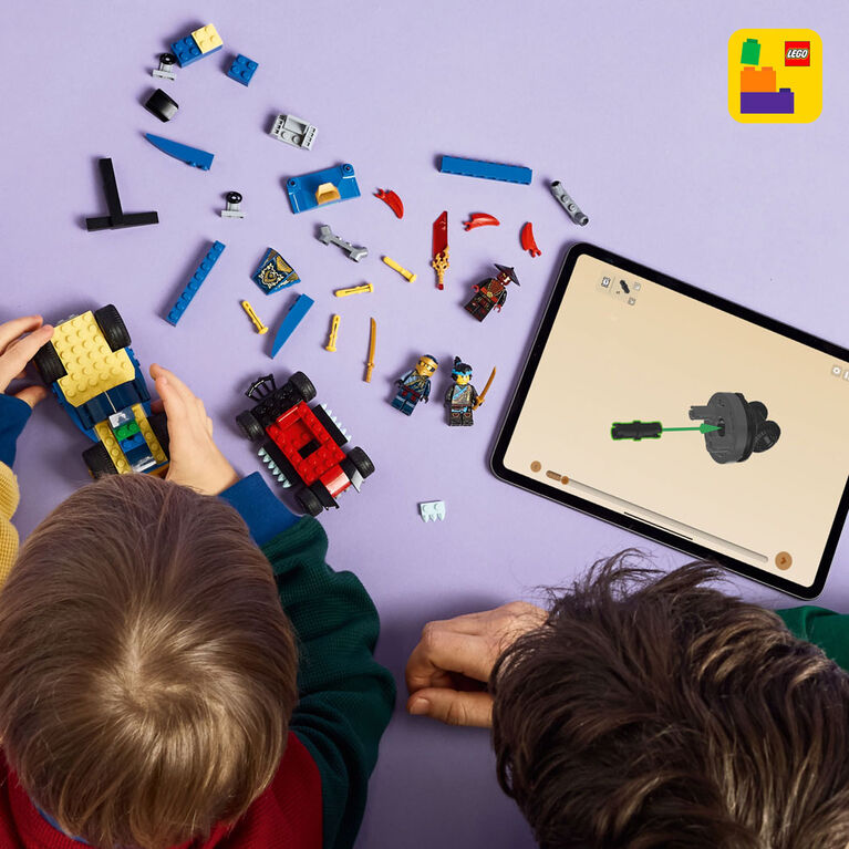 LEGO NINJAGO Le Duel de Voitures de Course entre Rogue et Drix, Ensemble de Jeu de Jouet de Ninja avec 3 Figurines Incluant Nya 71840