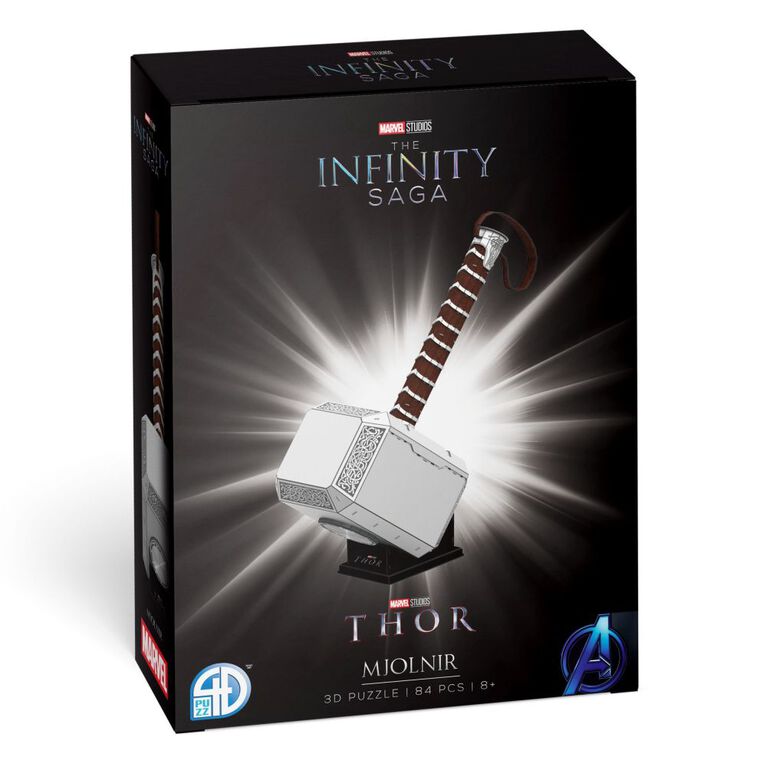 4D Build, Marvel Studios Thor's Hammer Mjolnir, 3D Paper Model Kit, 84 Piece Paper Model Kit