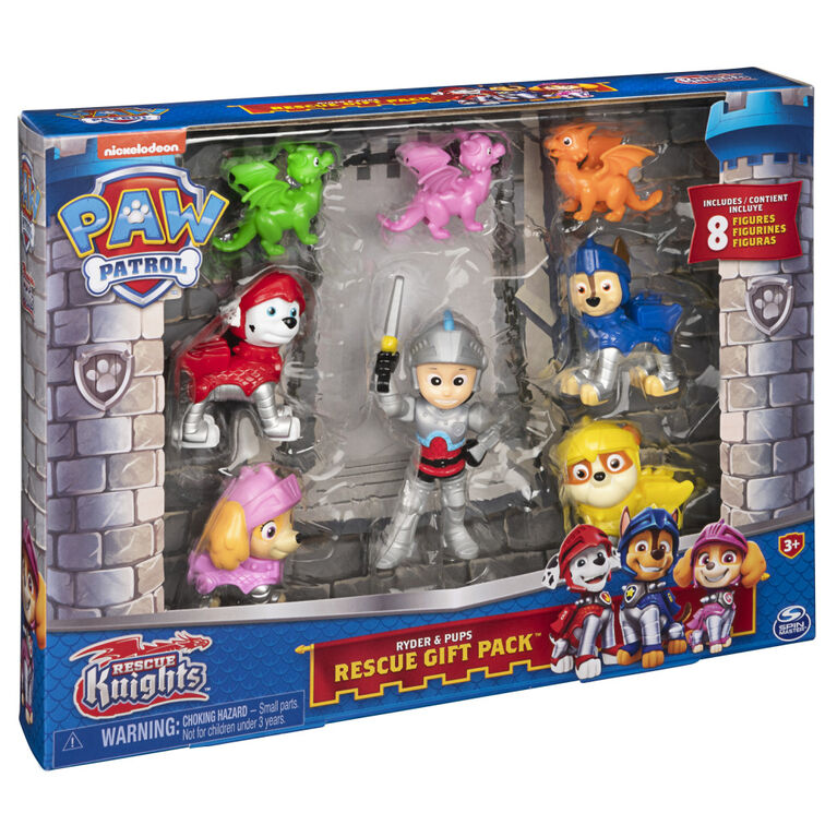 PAW Patrol, Rescue Knights Rescue Gift Pack Ryder and Pups avec 8 figurines