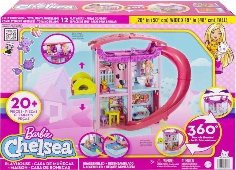 Barbie Mobilier Coffret Maison transformable, 2 niveaux, meublée