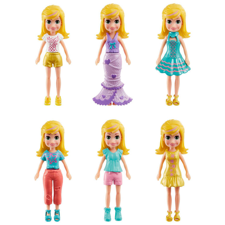 Polly Pocket 2 Dolls and 25 Accessories, Color-Change Seashine Mermaid Fashion Pack