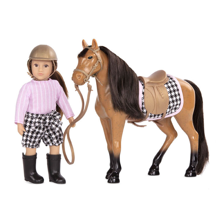 Lori, Celia and Cinnamon, 6-inch Mini Riding Doll and Horse Set