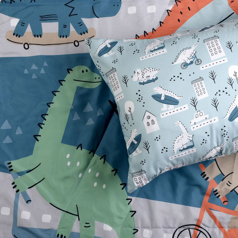 Ensemble de Literie 2 Pièces pour Jeunes Enfants, comprenant une Couette et une Taie d'Oreiller, Dinosaure