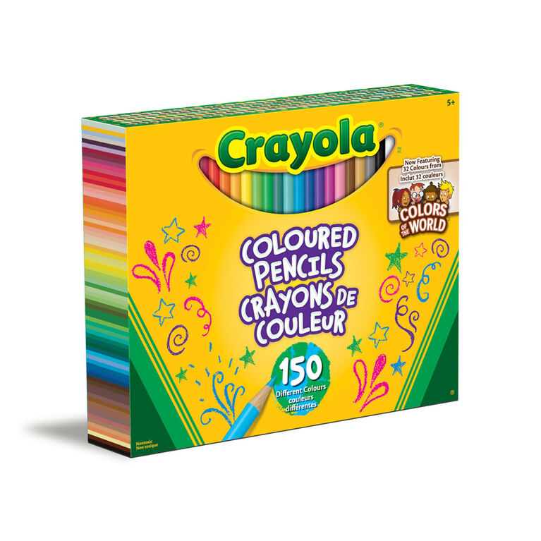 Crayons de couleur Crayola, avec couleurs Colors of the World, boîte de 150