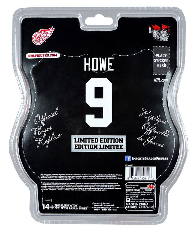 Gordie Howe Red Wings Detroit Figurine légendaire 6' LNH.