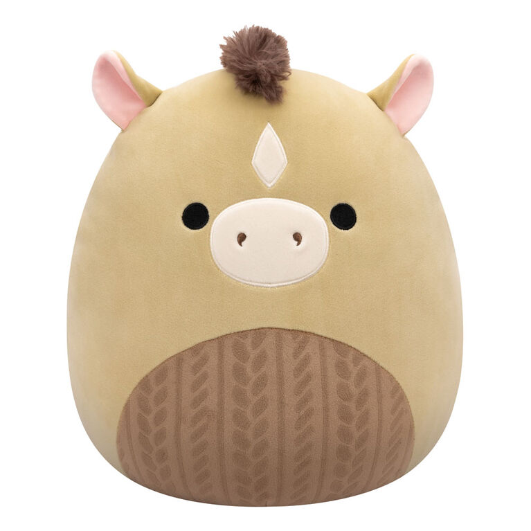 Squishmallows 12" Plush  - Mars the Olive Horse with Brown Embossed Cable Knit Belly