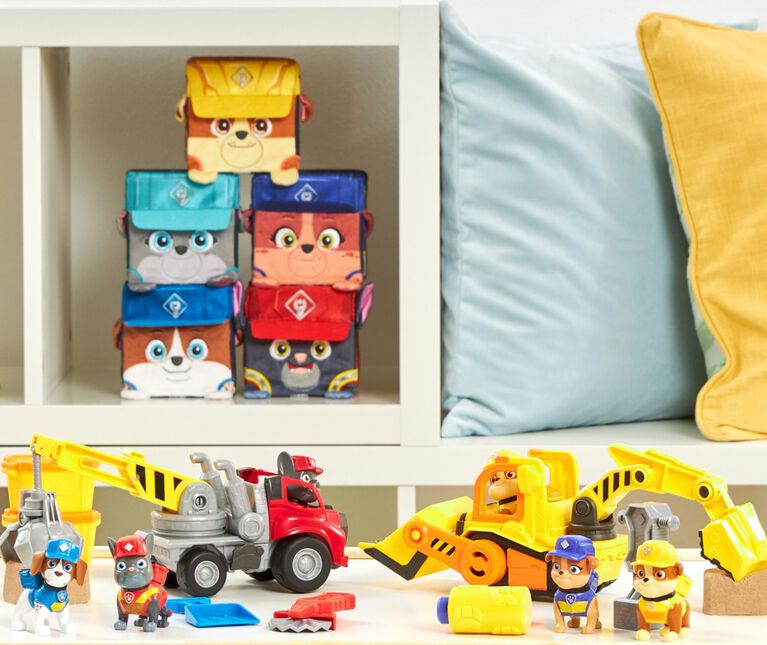 Rubble & Crew, Mix's Cement Mixer Toy Truck with Action Figure and Movable Construction Toys
