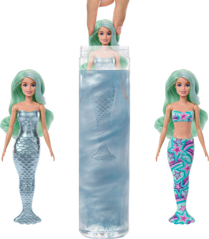 Barbie Color Reveal Mermaid Series Doll & Accessories with 6 Surprises, Color-Change Hair