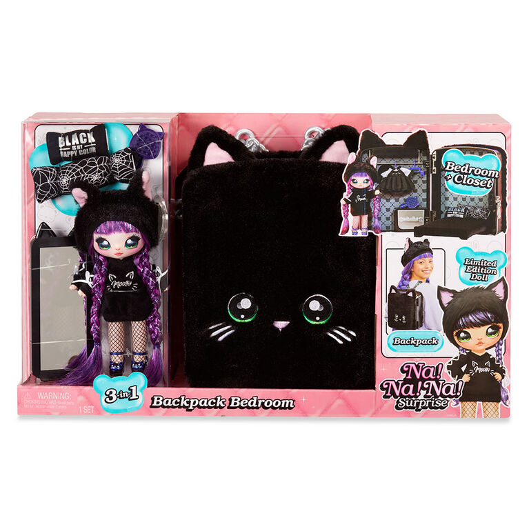 Na Surprise 3-in-1 Backpack Bedroom Black Kitty Playset with Limited Edition Doll Na MGA Entertainment Na
