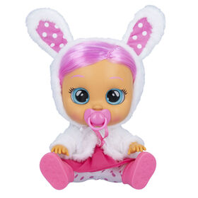 Cry Babies Dressy Coney - 12" Baby Doll | Pink Dress, Bunny Themed White Fluffy Jacket