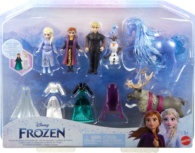 Disney Frozen Fashions and Friends Set with 3 Dolls, 4 Friend Figures and 4 Fashions