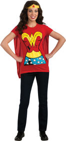 Rubies DC Comics: Wonder Woman Costume T-Shirt With Cape And Headband for Adults, Women's Medium