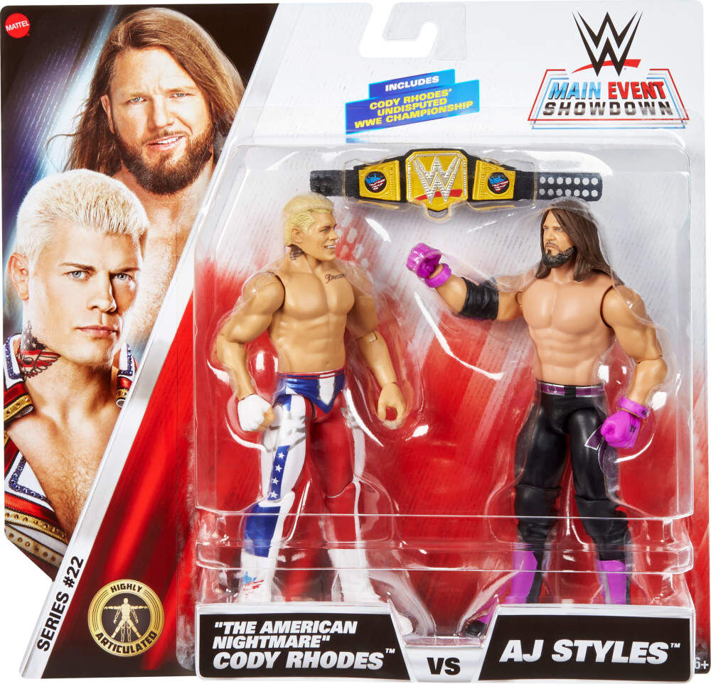 WWE Main Event Showdown Cody Rhodes vs AJ Styles Action Figures Set