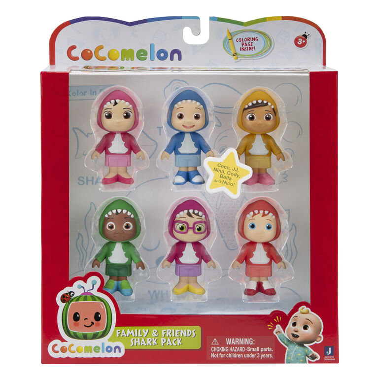 Cocomelon 6 Figure Pack (Family and Friends) - Shark Theme