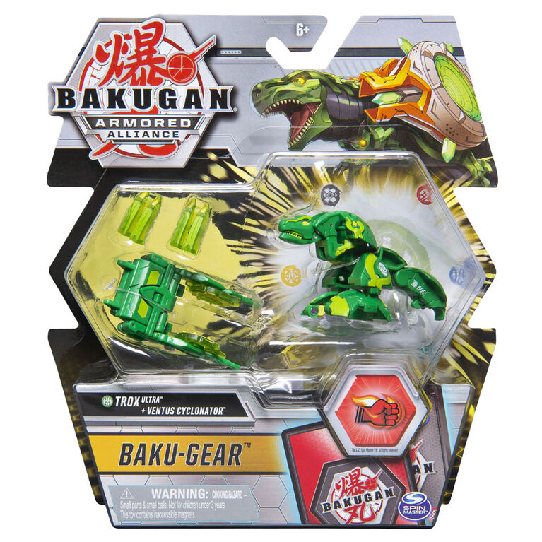 Bakugan Ultra, Trox avec équipement Baku-Gear transformable, Figurine Armored Alliance articulée de 7,5 cm à collectionner