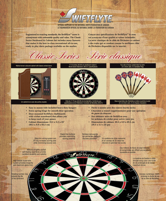 Swiftflyte - Classic Series Dartboard & Cabinet Set