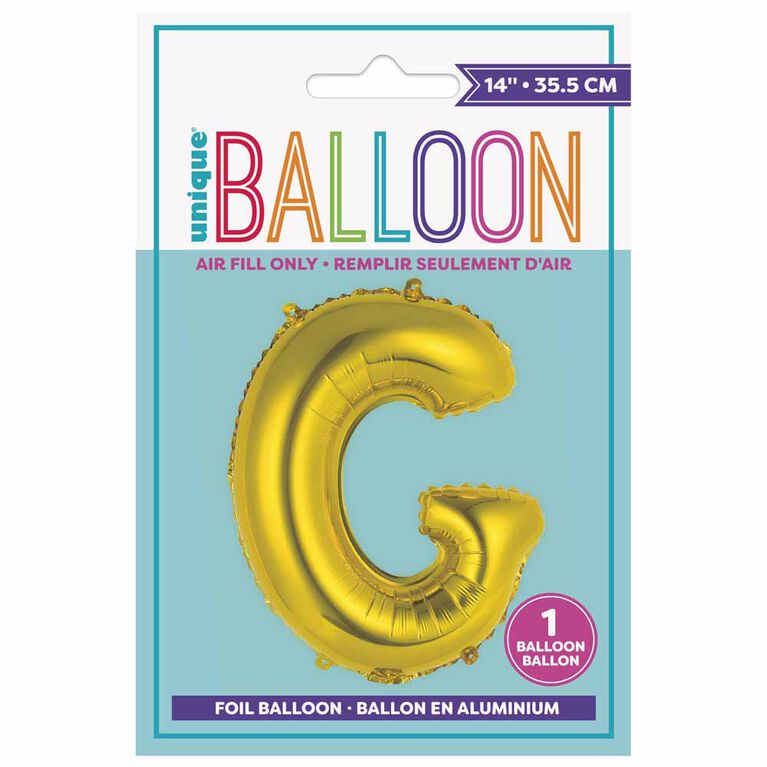 14" Gold Letter Balloons - G