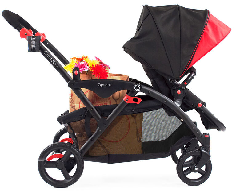 Poussette tandem Contours Options - noir/rouge - Notre exclusivité