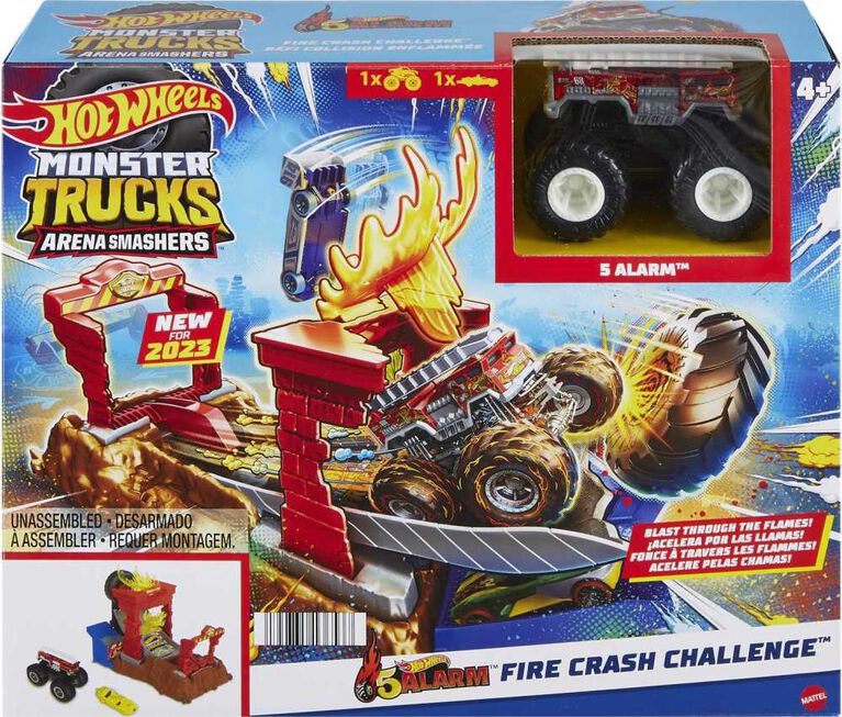 Hot Wheels Monster Trucks Arena Smashers 5 Alarm Fire Crash Challenge Playset