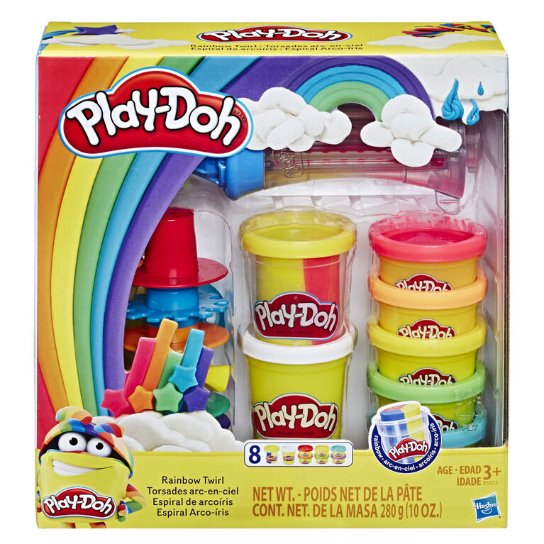 Play-Doh Rainbow Twirl Set with 8 Non-Toxic Cans Featuring 3-in-1 Rainbow Compound - R Exclusive