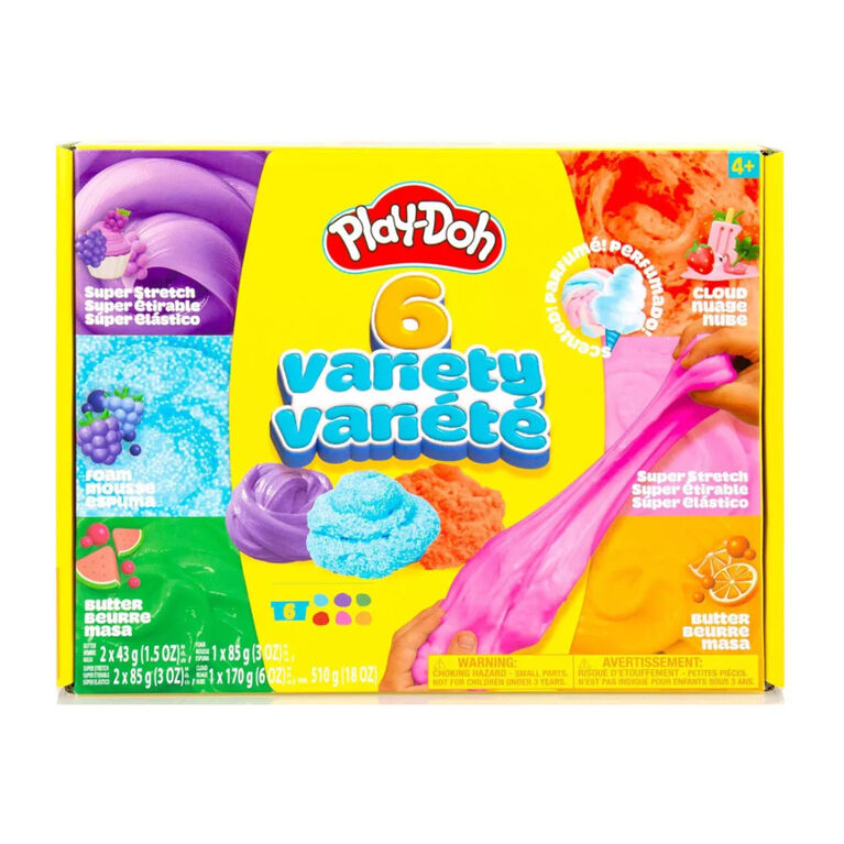 Play-Doh 6 Variety Compounds - Super Stretch, Foam, Butter, Cloud