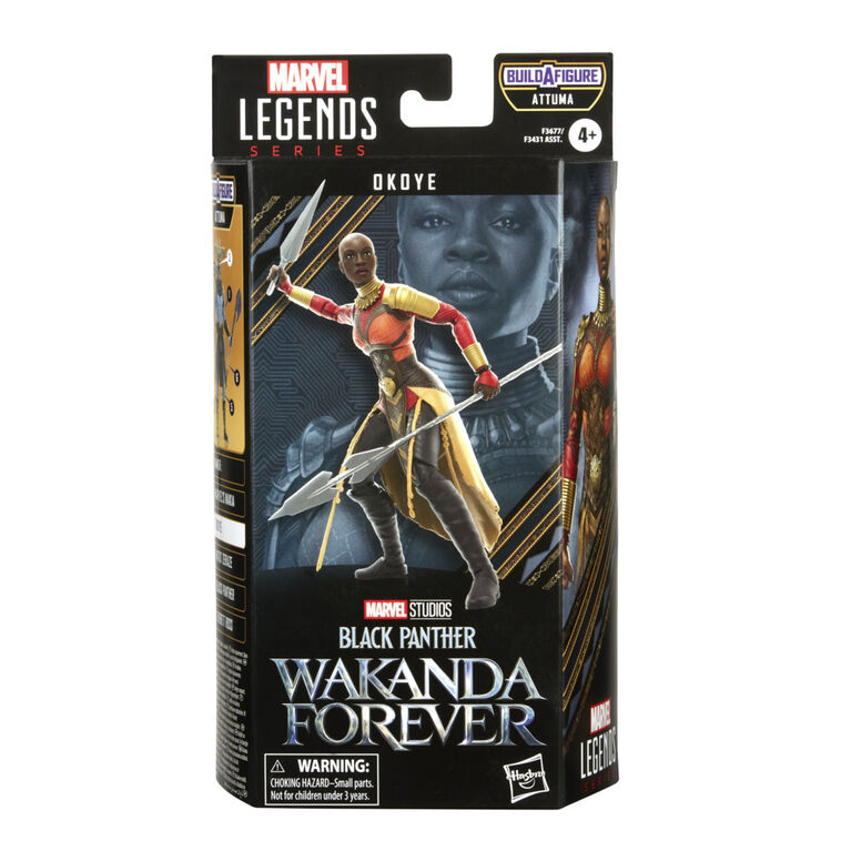 Marvel Legends Series Black Panther Wakanda Forever Okoye 6-inch MCU Action Figure Toy, 2 Accessories, 1 Build-A-Figure Part