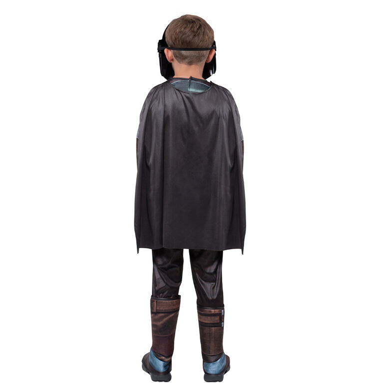 Star Wars The Mandalorian Deluxe Youth Costume Size Small - Powerwall Jumpsuit With Printed Design And Polyfill Stuffing Plus Gloves, Cape, And 3D Headpiece