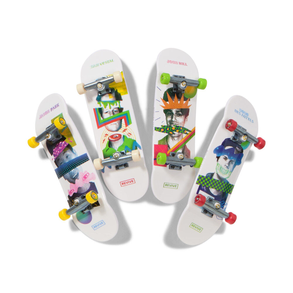 Tech Deck, Ultra DLX Fingerboard 4-Pack, Revive Skateboards, Collectible and Customizable Mini Skateboards