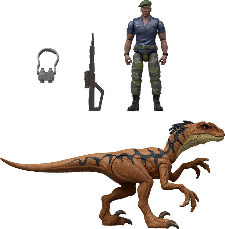 Jurassic World Rebirth Duncan Kincaid & Velociraptor Figures Pack, 3.75-inch Scale